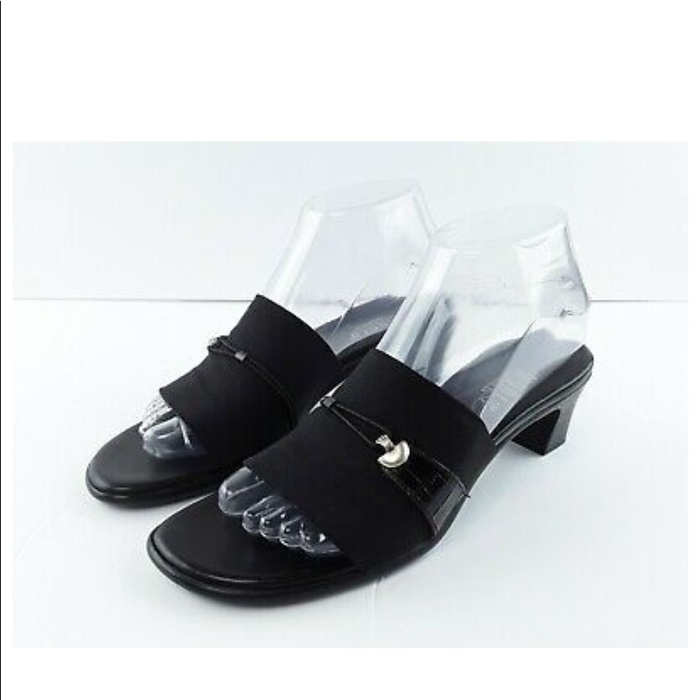 MUNRO AMERICAN Jill Black Wedge Stretch Slides 9.5